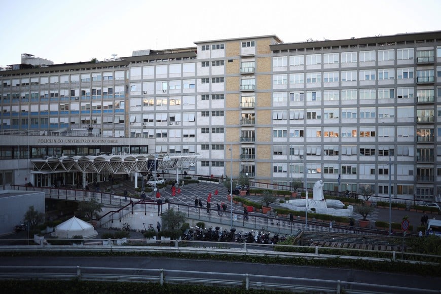 The Gemelli Hospital, where today Pope Leo is expected to be hospitalised to undergo surgery to remove a small growth on his lung, in Rome, Italy, October 13, 2026. REUTERS/Guglielmo Mangiapane