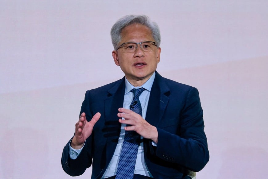 Nvidia CEO Jensen Huang speaks during National Design Studio's launch event for America.gov, a new AI-powered government website, at the Mellon Auditorium in Washington, D.C., US, September 29, 2026. REUTERS/Kylie Cooper