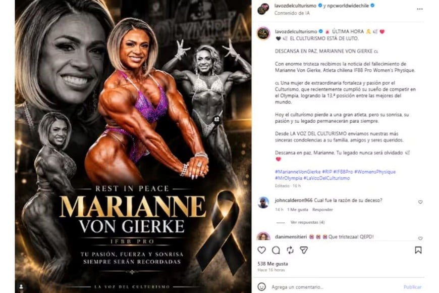 Von Gierke había logrado competir junto a las principales figuras del fisicoculturismo femenino