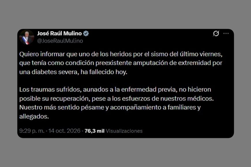 La publicación de Mulino en X.