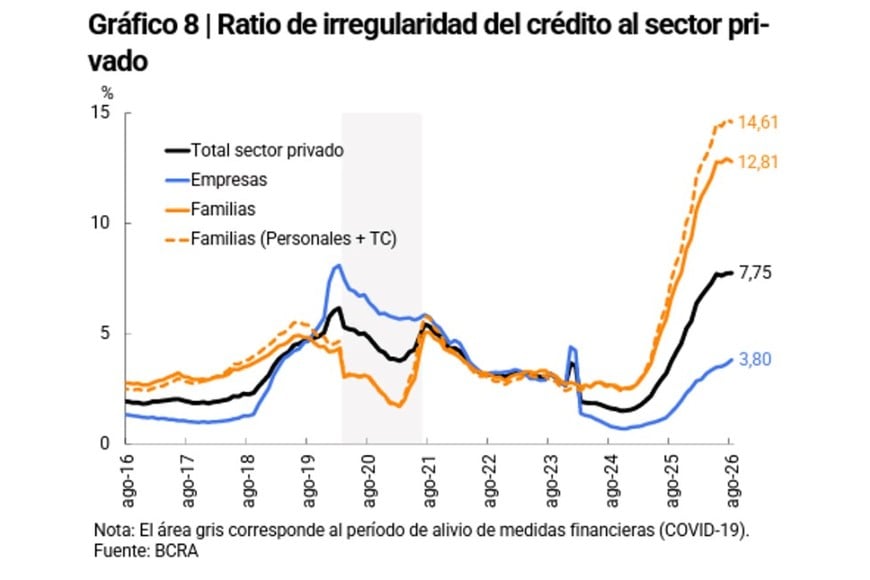 Ratio de irregularidad del crédito al sector privado.