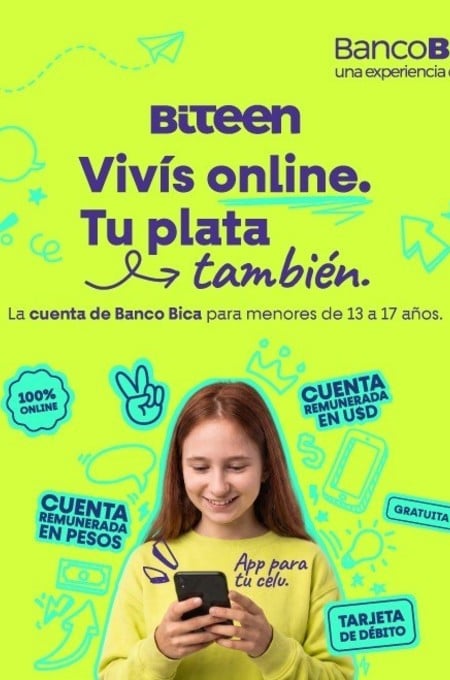 Banco Bica lanzó BiTeen, una cuenta gratuita para adolescentes de 13 a 17 años