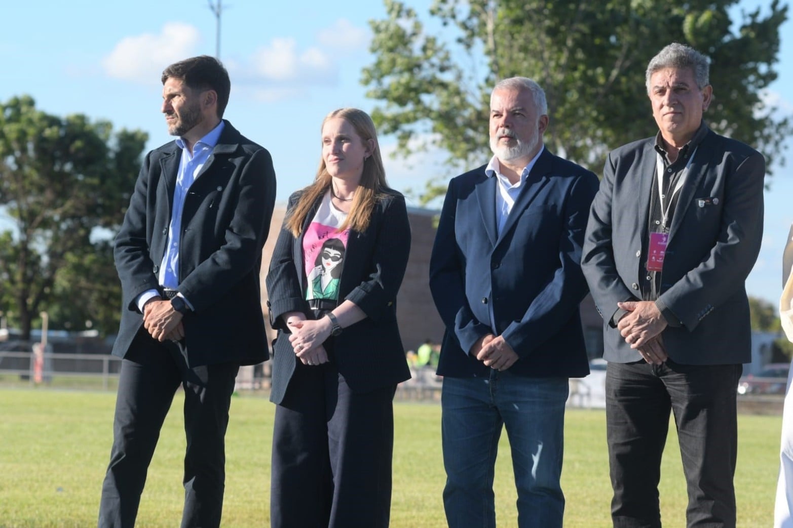 Los funcionarios en el acto inaugural del XII Campeonato Sudamericano U23 de Atletismo 2026.