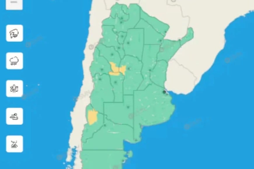 Cuatro provincias están bajo alerta amarilla por condiciones meteorológicas adversas.