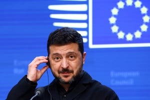 FILE PHOTO: Ukrainian President Volodymyr Zelenskiy looks on during a press conference at a European Union leaders' summit in Brussels, Belgium, October 16, 2026. REUTERS/Yves Herman/File Photo