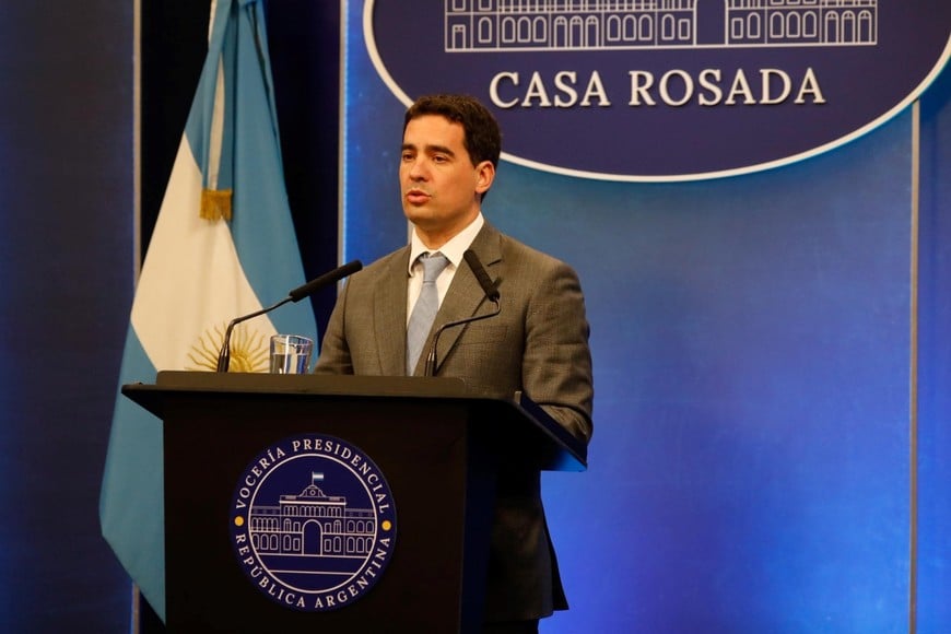 Ravier este lunes durante su Conferencia de Prensa. Crédito: Presidencia