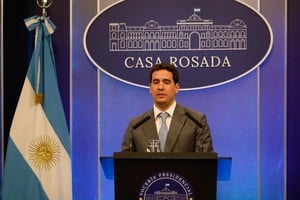 Ravier este lunes durante su Conferencia de Prensa. Crédito: Presidencia