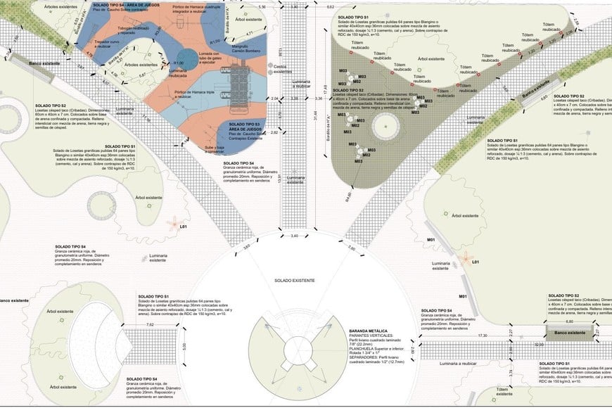 Mapa 1. Desde arriba, el cuadro marca cada elemento que constituye la plaza San Martín. Gentileza