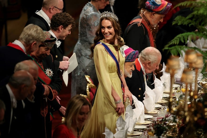 Britain's Kate, Princess of Wales attends a State Banquet at Windsor Castle during the state visit of Oman's Sultan Haitham bin Tariq to Britain, in Windsor, Britain, October 20, 2026. REUTERS/Isabel Infantes/Pool