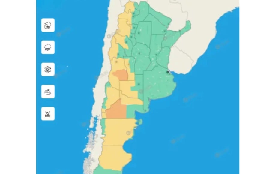 El SMN emitió alertas de distintos niveles para varias regiones del país.