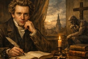 Søren Kierkegaard (1813-1855), danés, doctor en Filosofía. Notable filósofo, teólogo y escritor cristiano protestante (luterano), al que se considera padre del existencialismo. Aventajado poeta, novelista y crítico literario, focalizó sus estudios filosóficos en la condición de la existencia humana, en el individuo y la subjetividad, así como en la libertad y la responsabilidad, la desesperación y la angustia.
