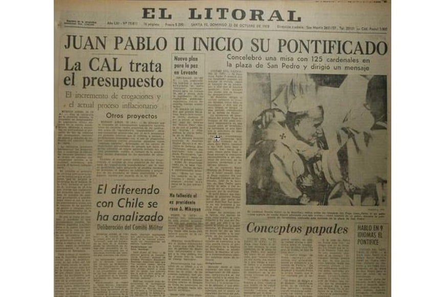 La tapa de El Litoral 22 de octubre de 1978. Foto: Archivo