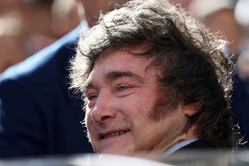 Argentina's President Javier Milei departs after delivering a speech at the New Economy Forum in Madrid, Spain, October 21, 2026. REUTERS/Alejandro Martinez Verez