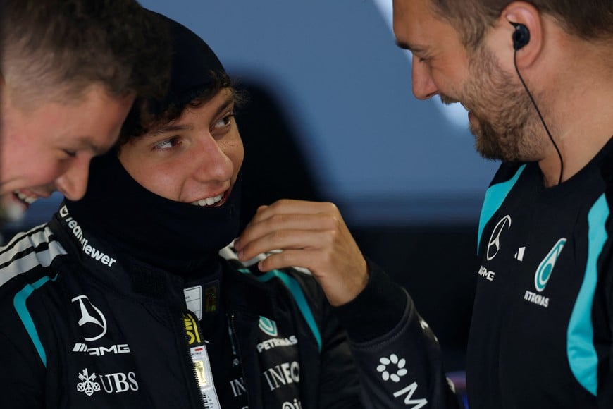 Formula One F1 - Spanish Grand Prix - Madring, Madrid, Spain - September 11, 2026
Mercedes' Kimi Antonelli in the garage during practice 1 REUTERS/Jon Nazca