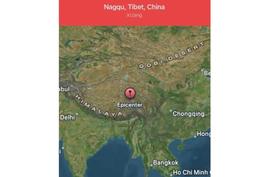 Terremoto en China: el epicentro se ubicó a 10 kilómetros de profundidad.