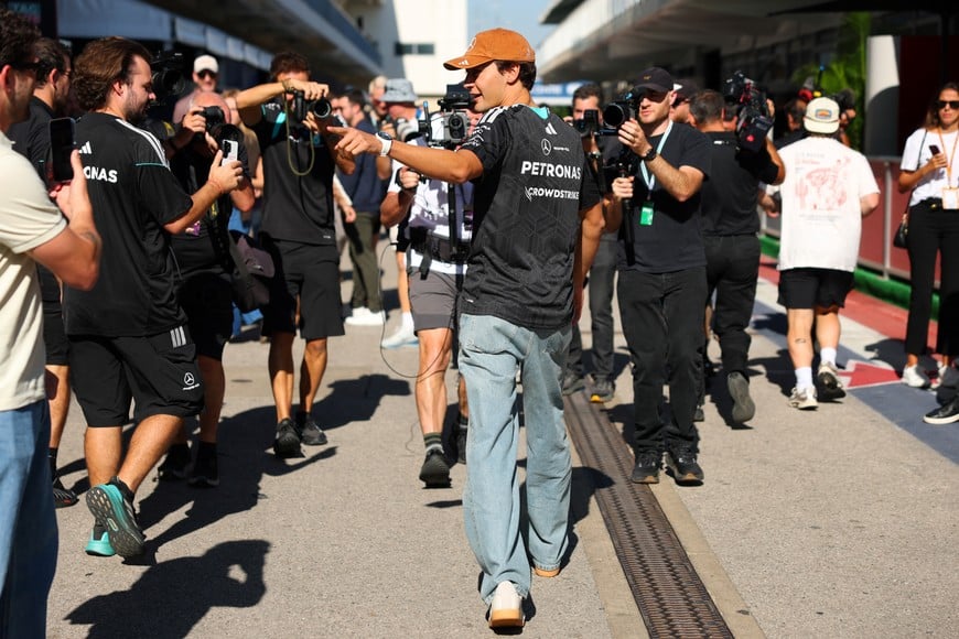 Formula One F1 - United States Grand Prix - Circuit of the Americas, Austin, Texas, U.S. - October 22, 2026
Mercedes' George Russell arrives ahead of the race weekend REUTERS/Mike Segar