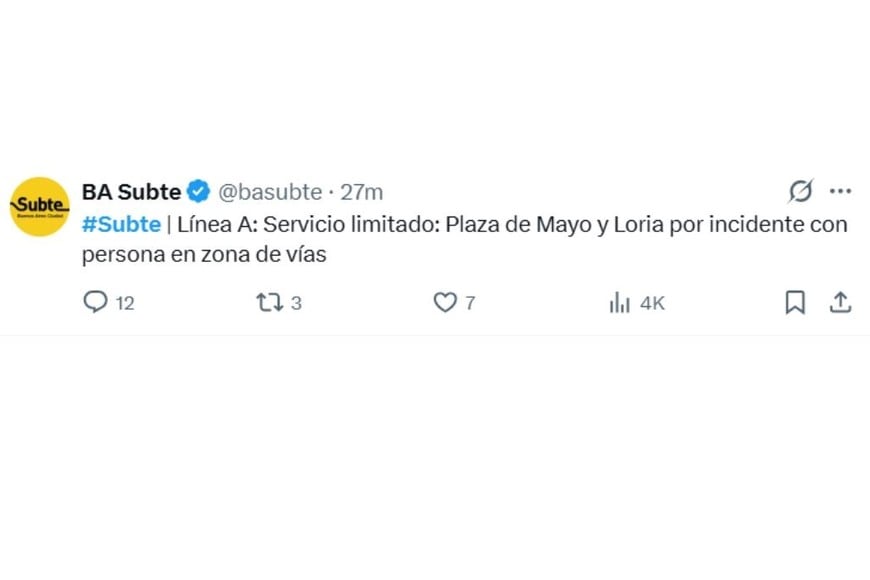 El servicio se interrumpió por el incidente