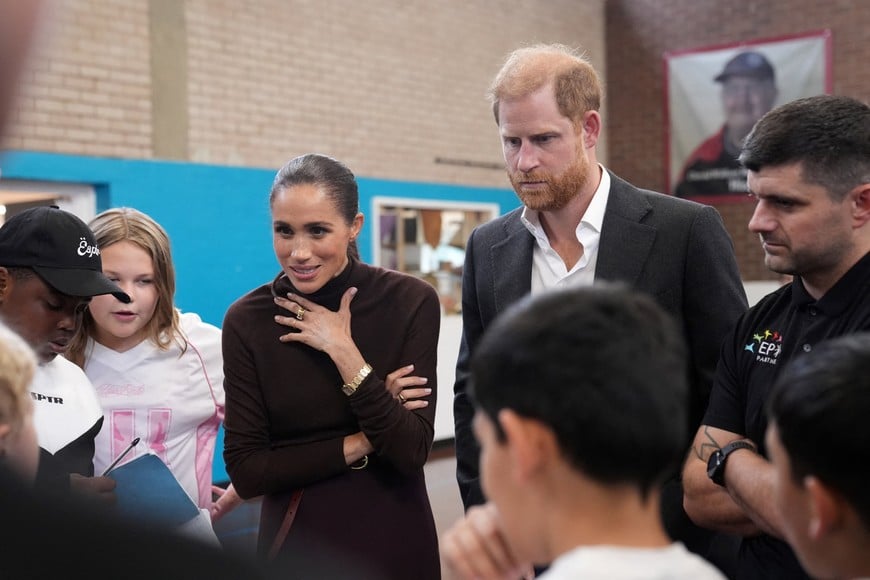 Britain's Prince Harry and Meghan, the Duke and Duchess of Sussex, during a visit to Epic Partners in Nottingham, Britain October 15, 2026. Joe Giddens/Pool via REUTERS