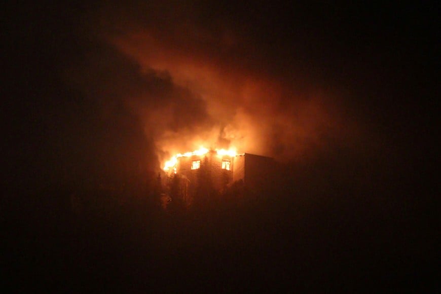 Smoke and fire rise following a fire incident at the Kehlsteinhaus, the Eagle's Nest, in Berchtesgaden, Bavaria, Germany, in this handout image released October 24, 2026.  Bavarian Red Cross/Florian Scherer/Handout via REUTERS    THIS IMAGE HAS BEEN SUPPLIED BY A THIRD PARTY. NO RESALES. NO ARCHIVES. MANDATORY CREDIT. 
     TPX IMAGES OF THE DAY