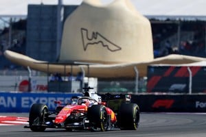 Charles Leclerc, al volante de su Ferrari durante los entrenamientos del Gran Premio de Estados Unidos, en el Circuito de las Américas de Austin.