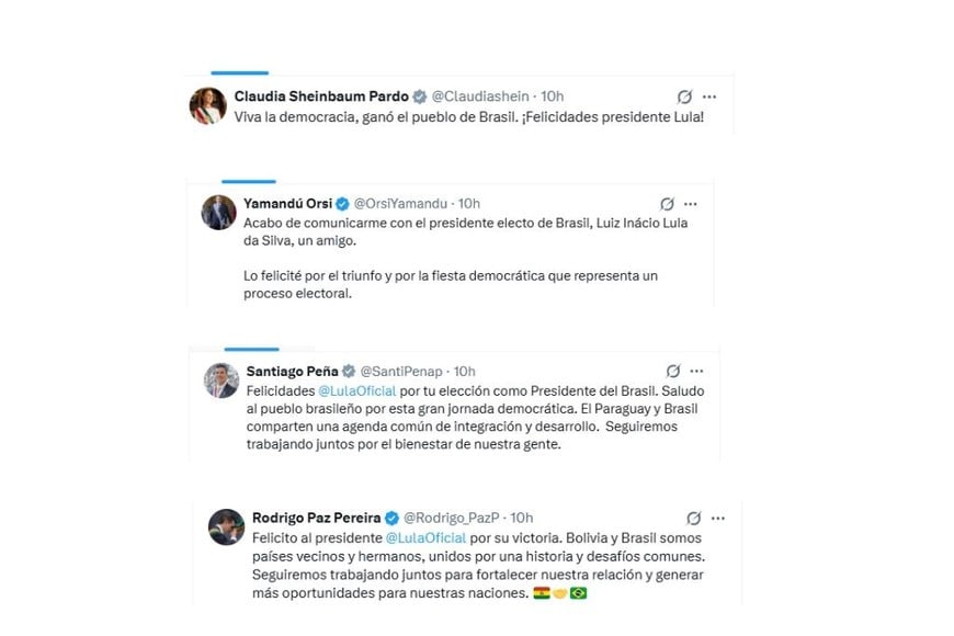 Lula recibió felicitaciones de distintos líderes internacionales tras su triunfo electoral en Brasil.