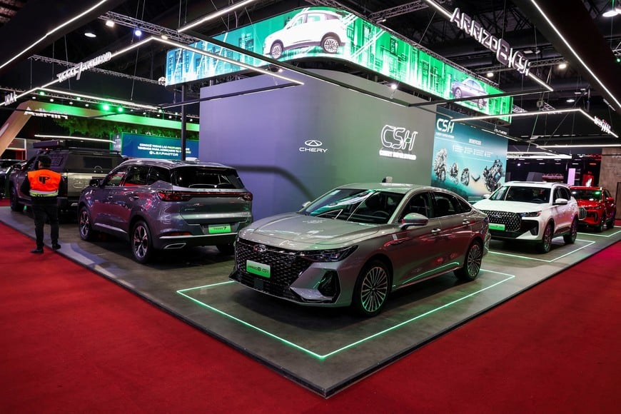 Chery vehicles are displayed during the first Chinese auto show as Chinese automakers are expanding in Argentina as the government's market-opening measures boost competition in the auto sector in Buenos Aires, Argentina, October 2, 2026. REUTERS/Alessia Maccioni