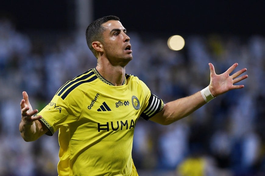 Soccer Football - Saudi Pro League - Al Faisaly v Al Nassr - Al-Majma'ah Sports City Stadium, Al Majma'ah, Saudi Arabia - October 23, 2026
Al Nassr's Cristiano Ronaldo celebrates REUTERS/Stringer