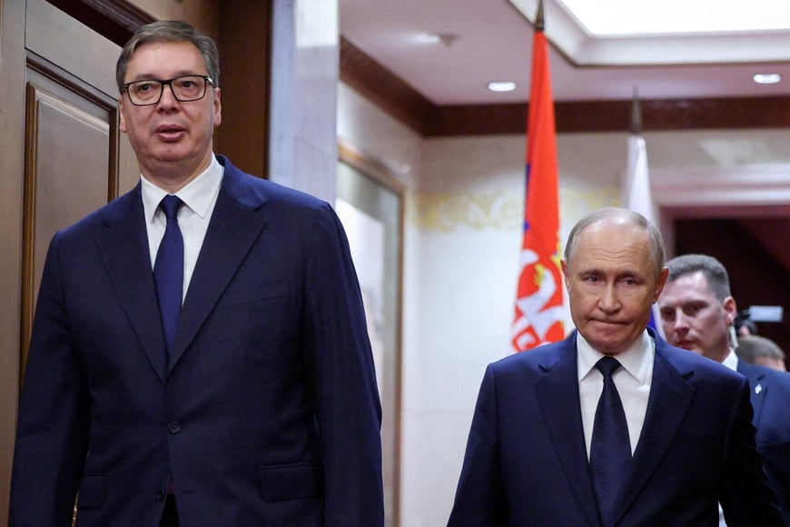 FILE PHOTO: Russian President Vladimir Putin meets with Serbian President Aleksandar Vucic at Diaoyutai State Guesthouse in Beijing, China, September 2, 2025. REUTERS/Maxim Shemetov/Pool/File Photo