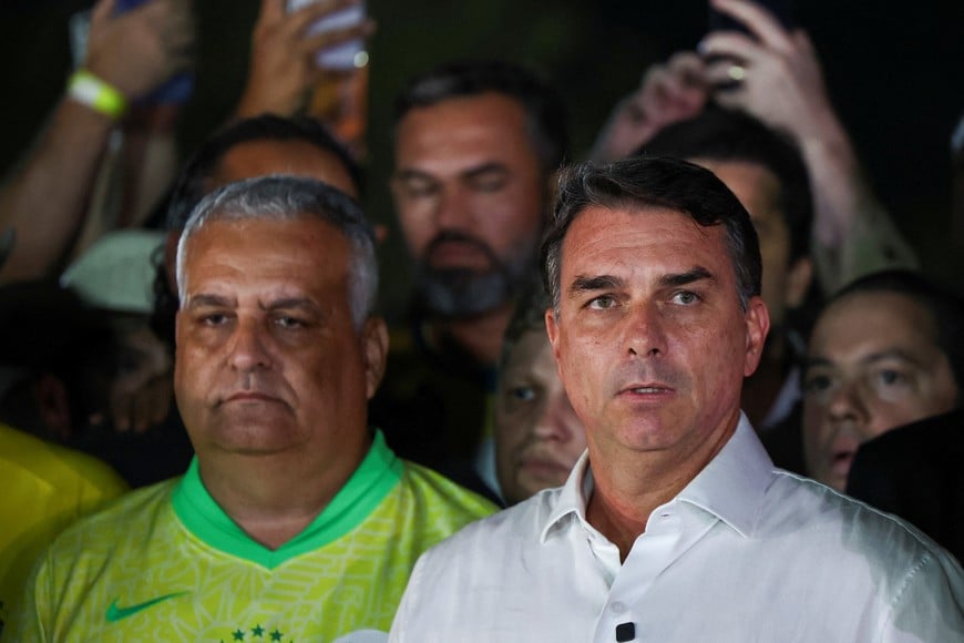 Brazilian presidential candidate Flavio Bolsonaro of the Liberal Party (PL) speaks after losing the presidential runoff election, in Brasilia, Brazil October 25, 2026. REUTERS/Agustin Marcarian