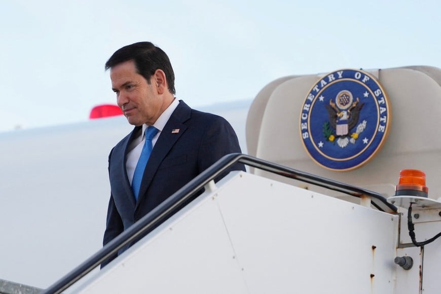 US Secretary of State Marco Rubio arrives at Keflavik Airport, in Keflavik, Iceland, October 5, 2026. Mark Schiefelbein/Pool via REUTERS