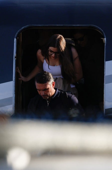 Brazilian Senator Flavio Bolsonaro disembarks from a plane after arriving at Opa-locka Executive Airport near Miami, Florida, US, October 28, 2026. REUTERS/Eva Marie Uzcategui