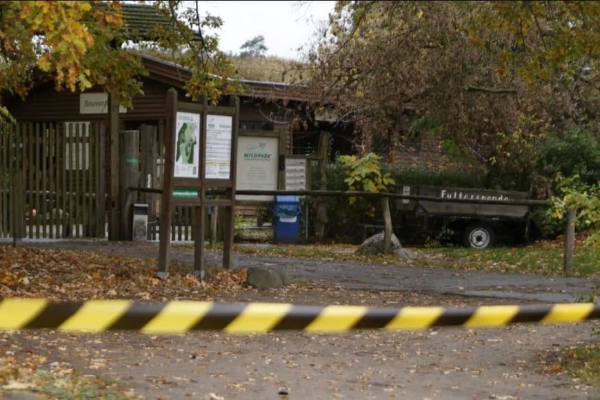 La entrada al parque de vida silvestre Johannismühle se encuentra acordonada.