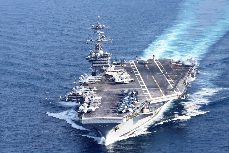 FILE PHOTO: U.S. Navy aircraft carrier USS George Washington is pictured during Freedom Edge trilateral exercise among United States, Japan and South Korea in the East China Sea, south of the Korean peninsula and west of Japan's main islands November 14, 2024. REUTERS/Kim Kyung-Hoon TPX IMAGES OF THE DAY/File Photo