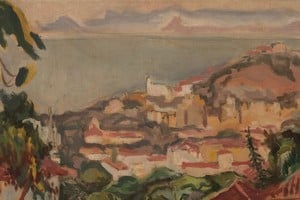 "Paisaje con casas", óleo sobre lienzo de 1949. Foto: Gentileza Mutual Art