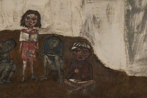 Fragmento de  "Juanito Laguna aprende a leer", obra de Berni de 1961. Foto: Museo Nacional de Bellas Artes