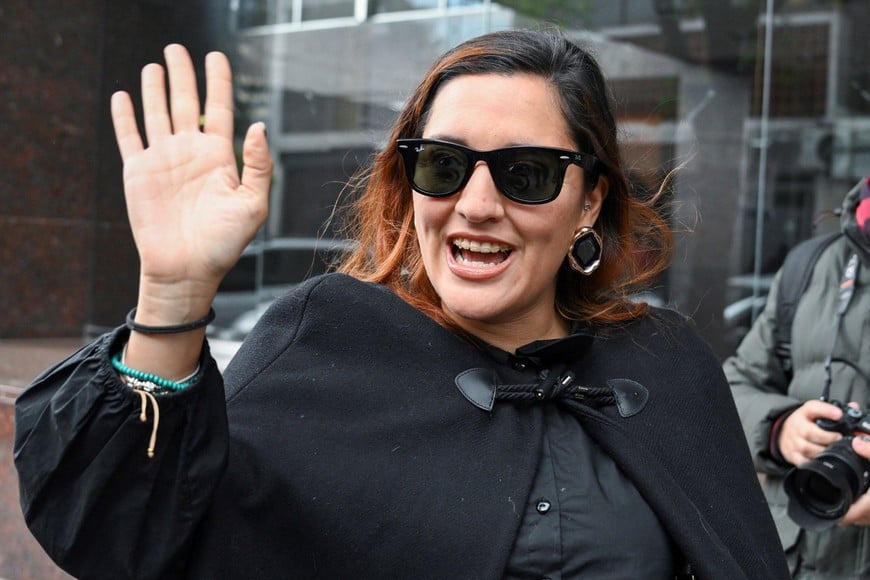 Jana Maradona, daughter of late Argentine soccer legend Diego Maradona, arrives at the San Isidro court before a hearing concluding the closing-argument phase of Maradona's death trial, in San Isidro, on the outskirts of Buenos Aires, Argentina, October 21, 2026. REUTERS/Pedro Lazaro Fernandez