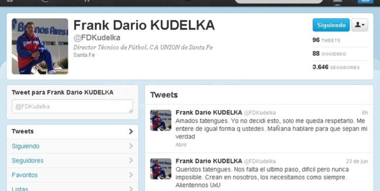 Kudelka: "Amados tatengues, yo no decidí esto"