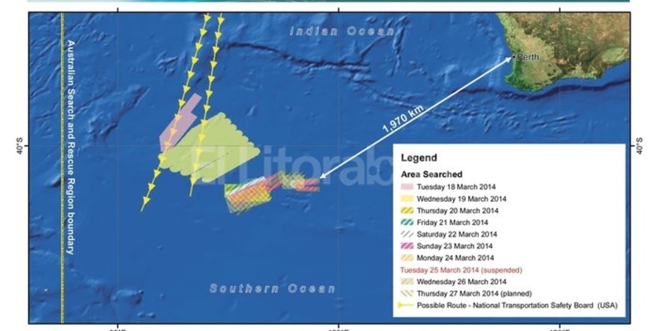 Un satélite detectó 300 objetos donde buscan al avión de Malaysia