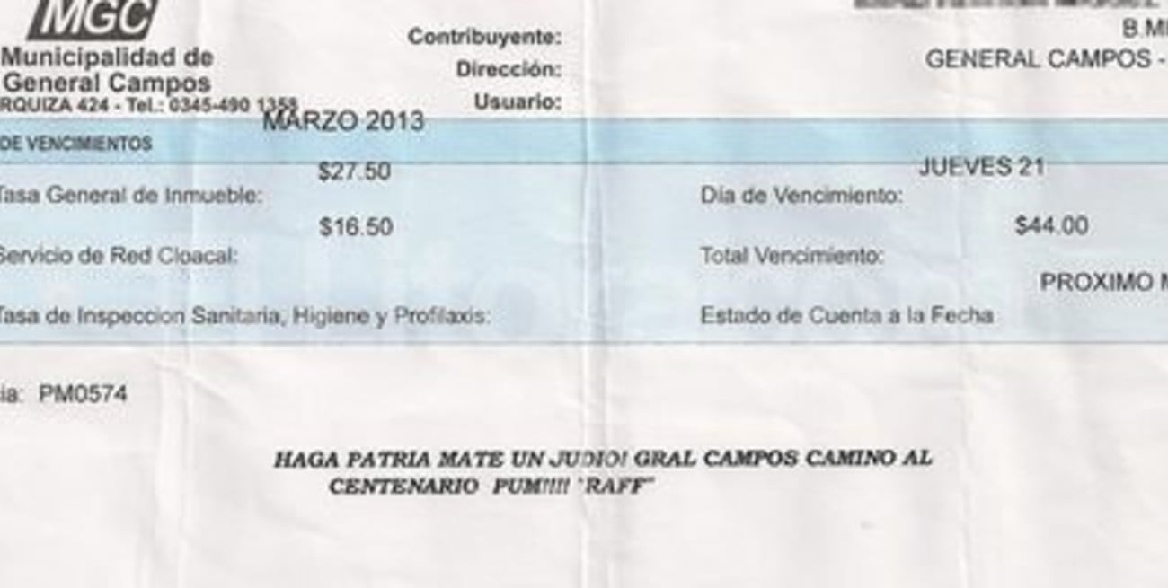 Funcionaria expulsada por ser la autora de leyendas antisemitas en boletas de impuestos