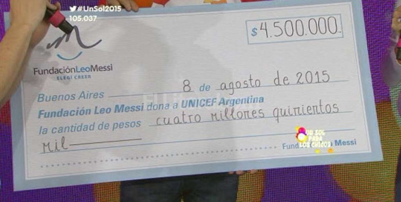 Messi donó 4.5 millones de pesos a Unicef