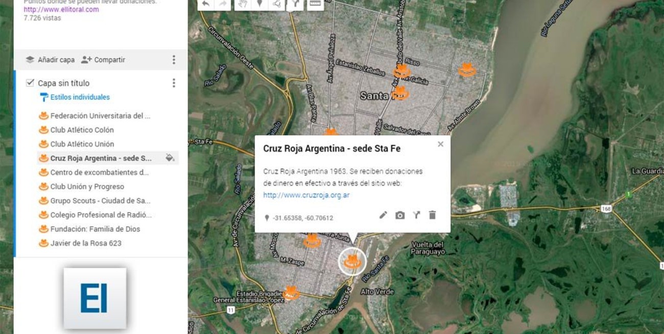 Puntos de la  ciudad donde se reciben donaciones 