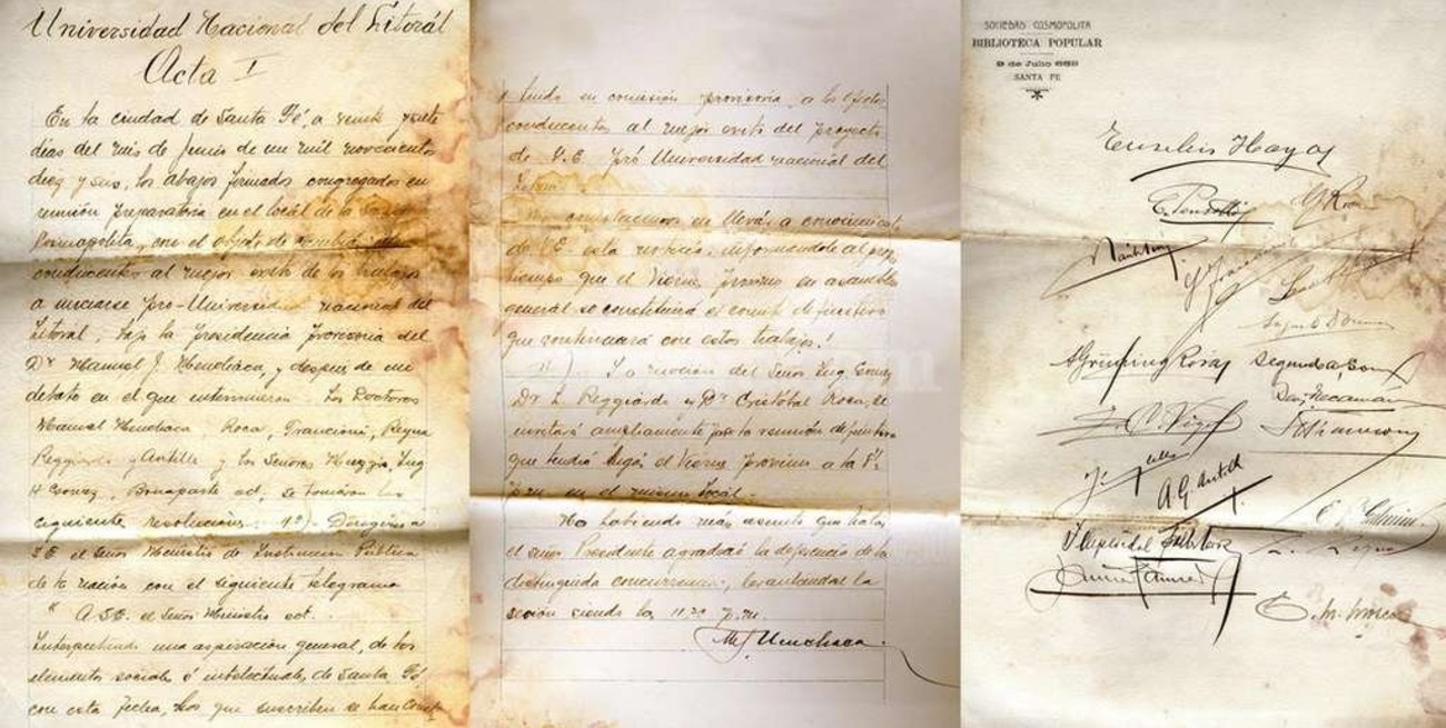 La historia de un viejo papel que acredita la "génesis" de la UNL