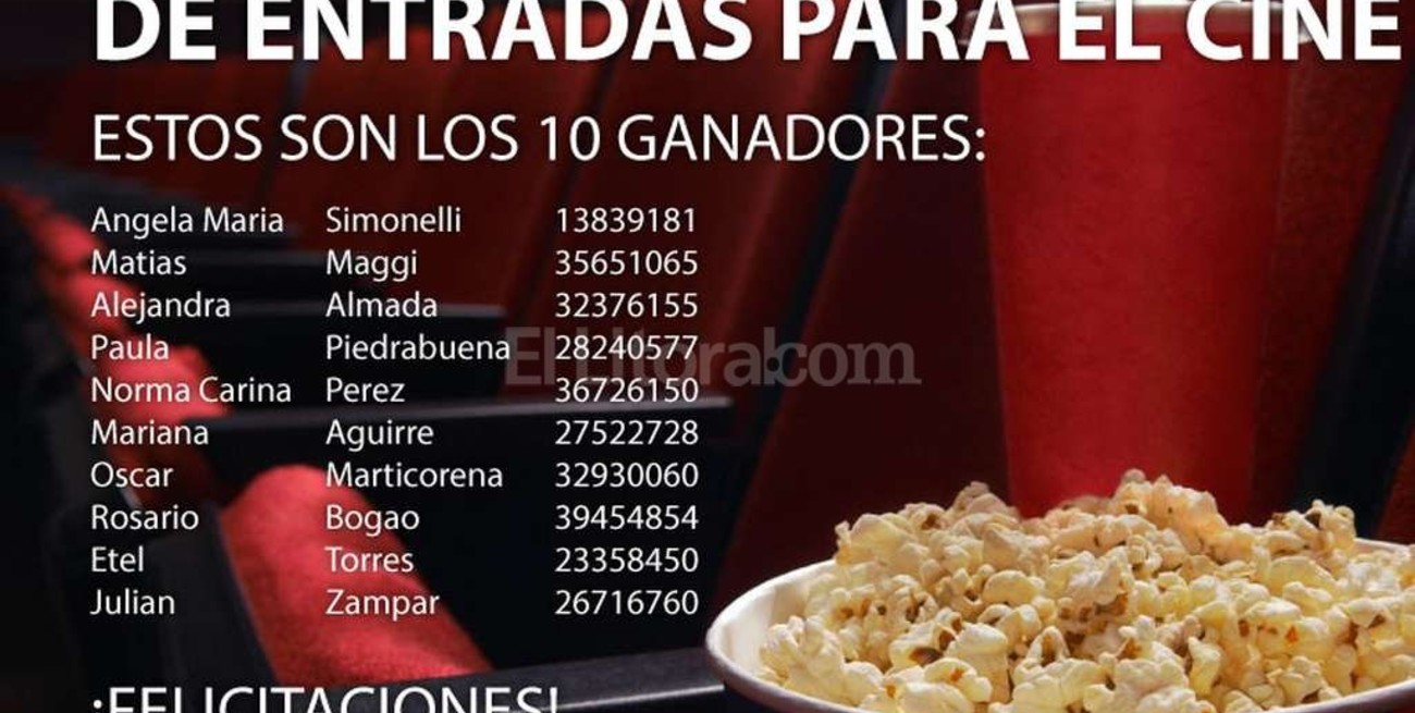 Estos son los ganadores de las entradas para Cinemark