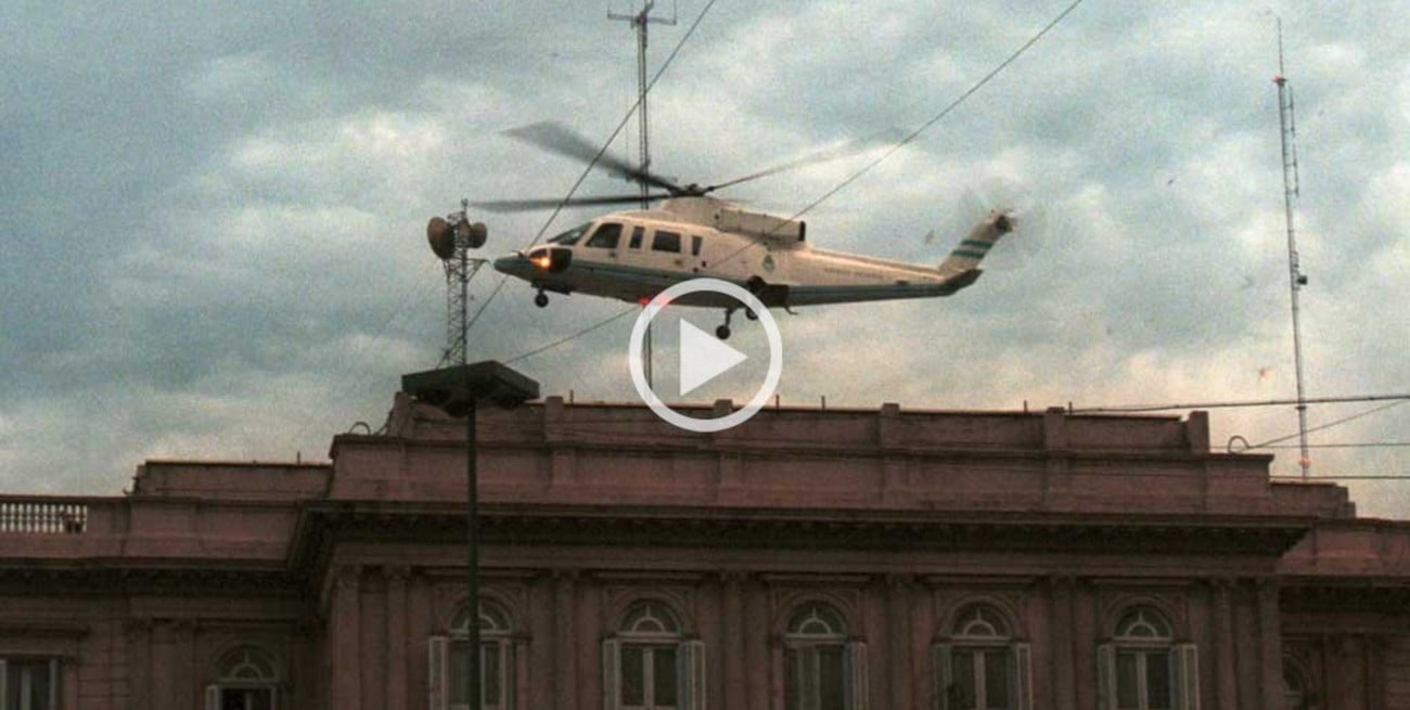 La salida en helicóptero, la última imagen de De La Rúa como presidente