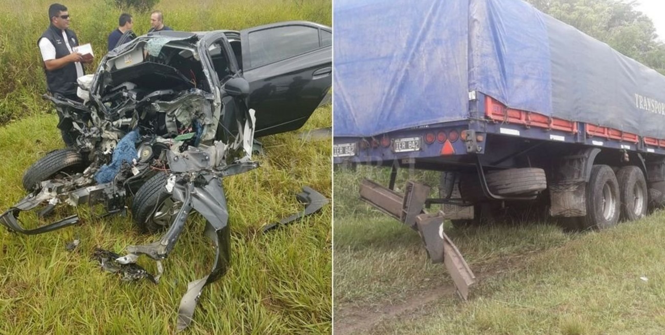 Fuerte accidente entre un camión y un auto en la ruta 11