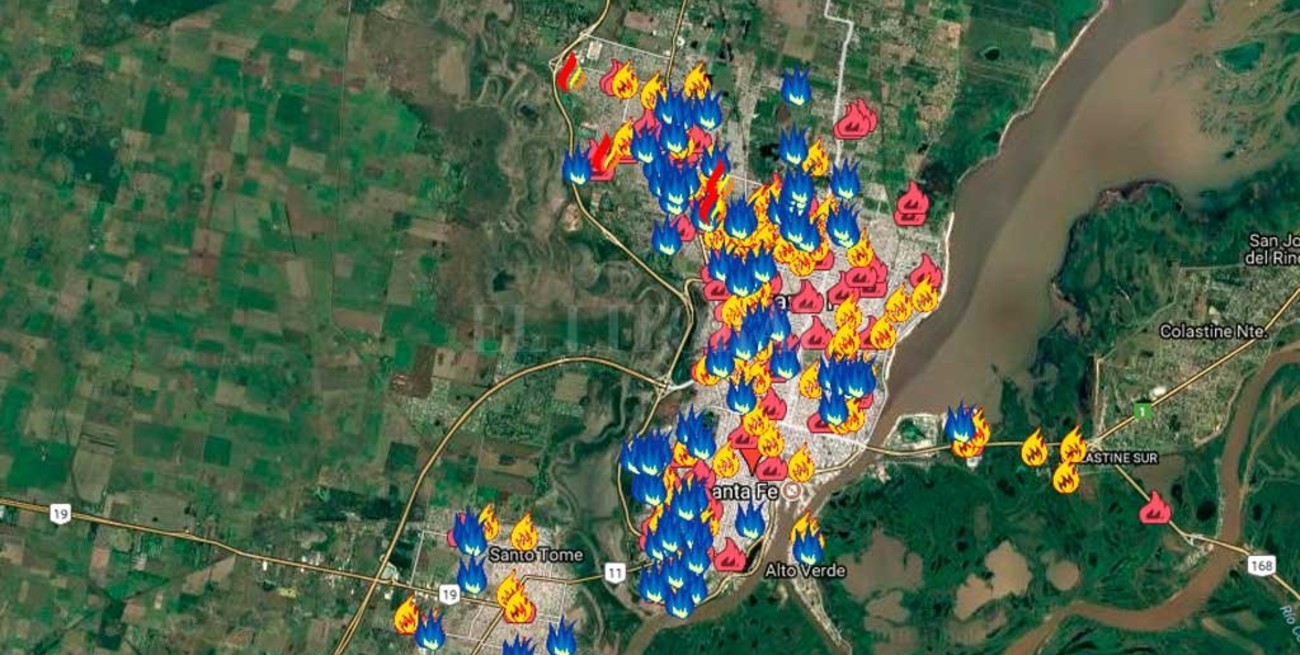 Mirá el mapa de los quemacoches en Santa Fe