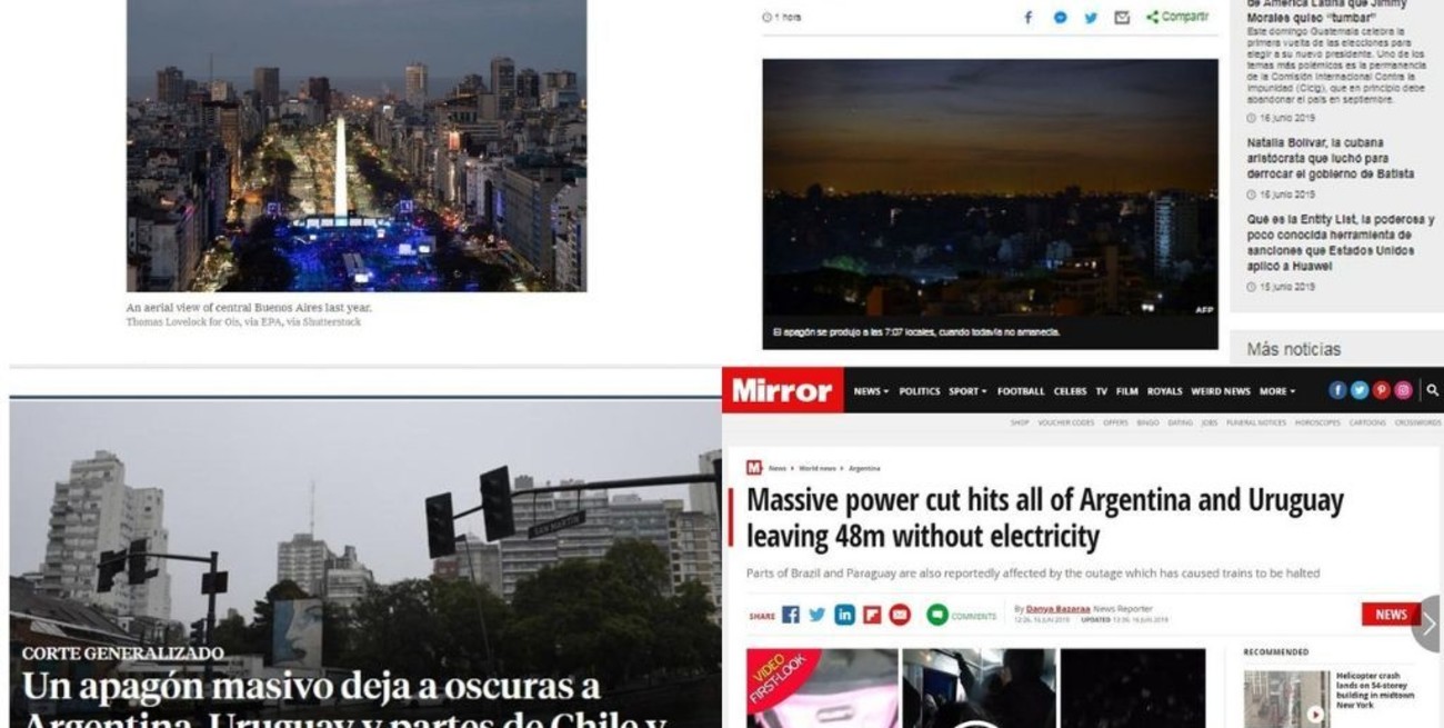 Medios de todo el mundo reflejaron el apagón masivo en Argentina