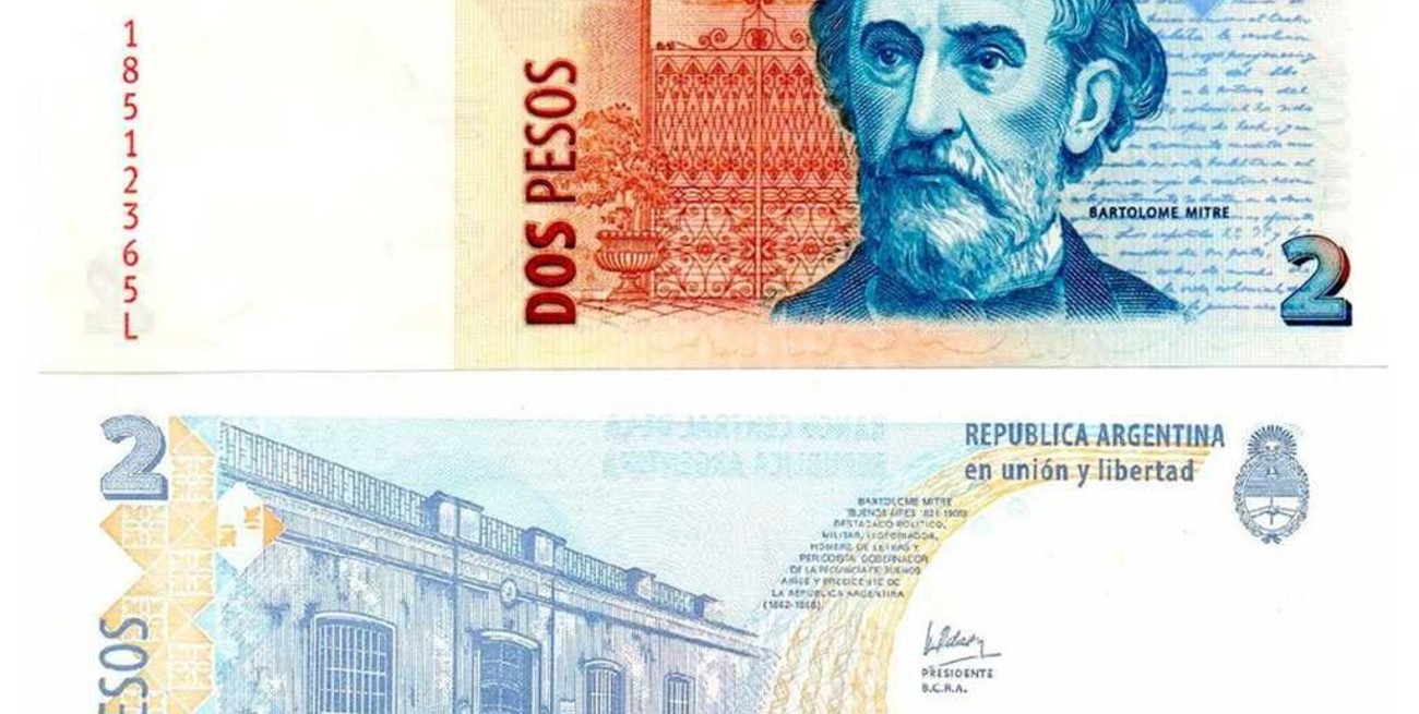 Los billetes de 2 pesos saldrán de circulación