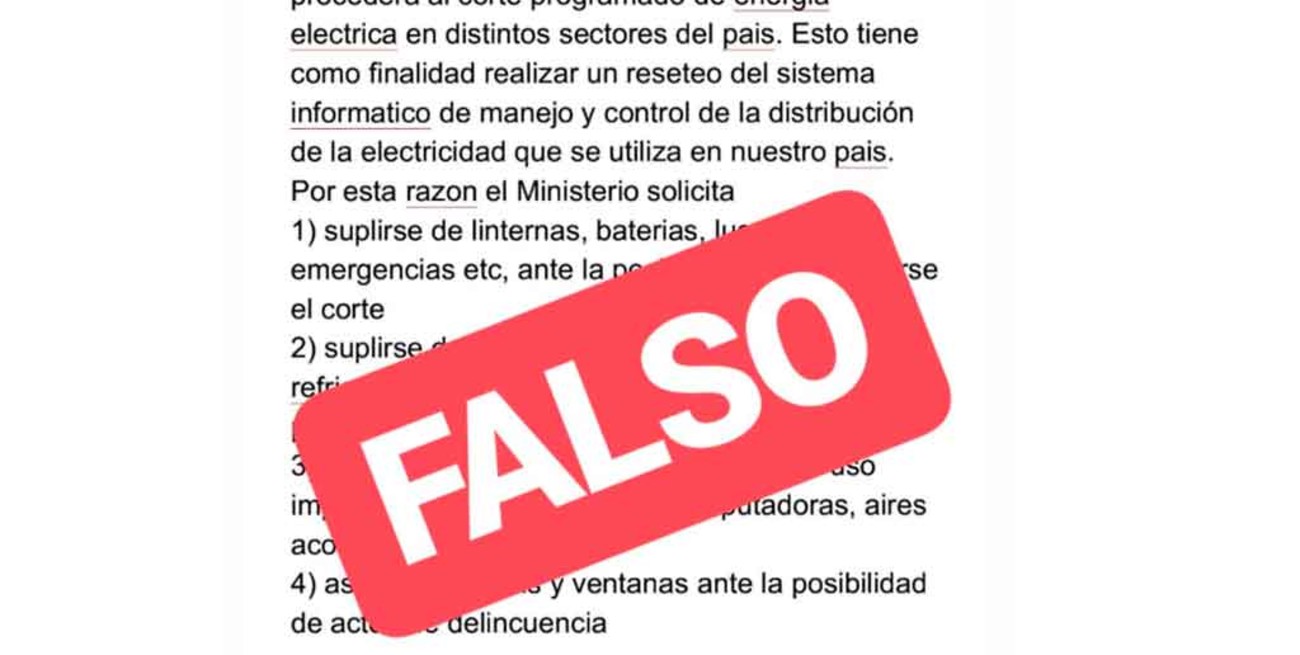 Es falso el mensaje que circula sobre un corte de luz programado para esta noche