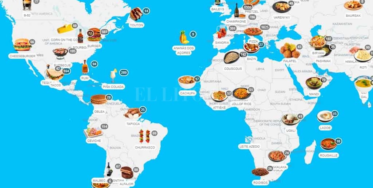 Eligieron las 100 comidas más populares del mundo: mirá el mapa